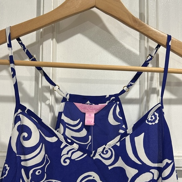 NWT Lilly Pulitzer Silk Dusk Tank Top in Spectrum Blue Tide Pools Print - XS - Picture 5 of 10